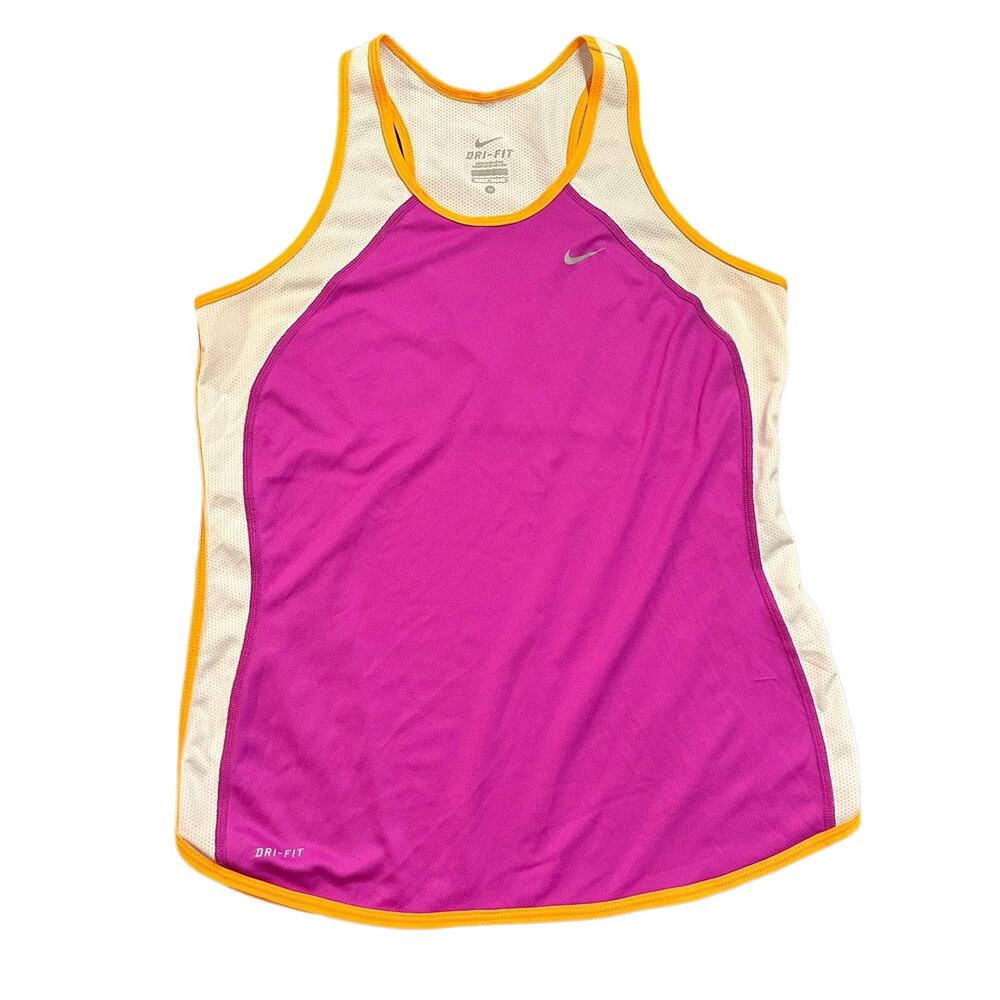 Nike Womens purple dri fit tank orange white trim size M